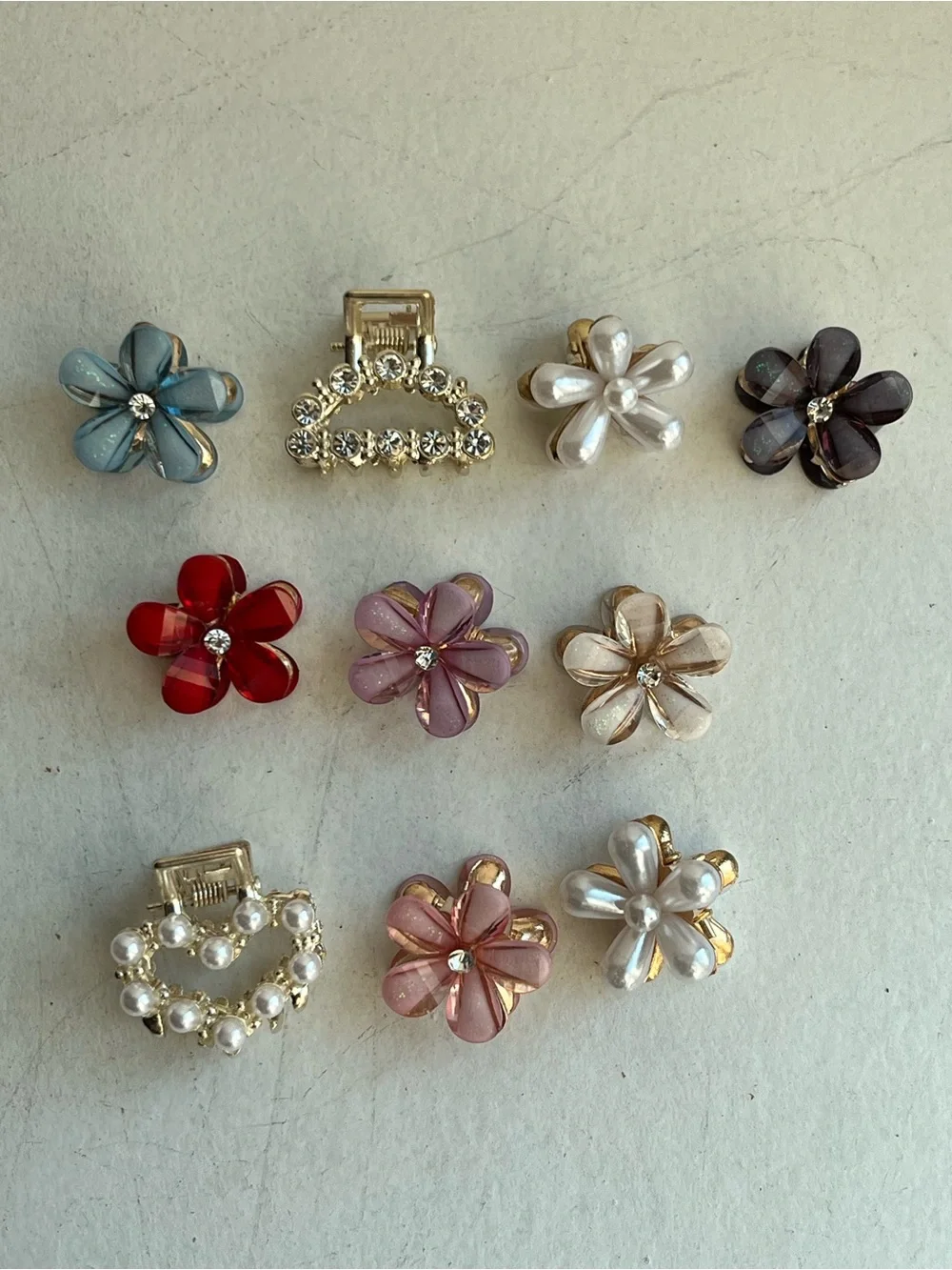 NWOT Mixed Floral Pearl & Crystal Brooch Set - Multicolor